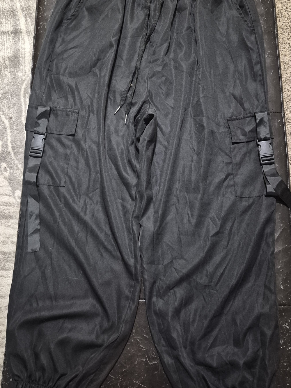 SHEIN Black Cargo Strap Joggers